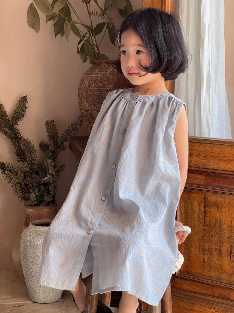 pale check one-piece【for kids , jr】