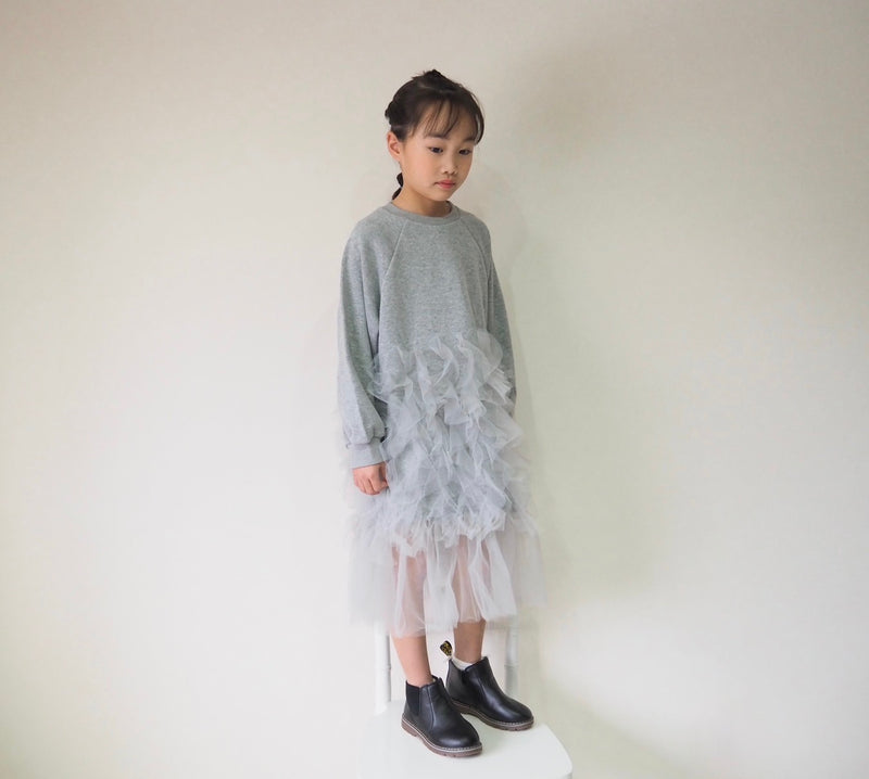 一部即納 otaly / grey patchwork dress【for kids , jr】