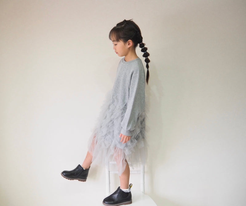 一部即納 otaly / grey patchwork dress【for kids , jr】