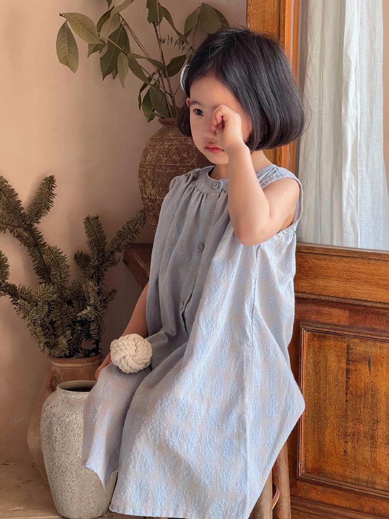 pale check one-piece【for kids , jr】