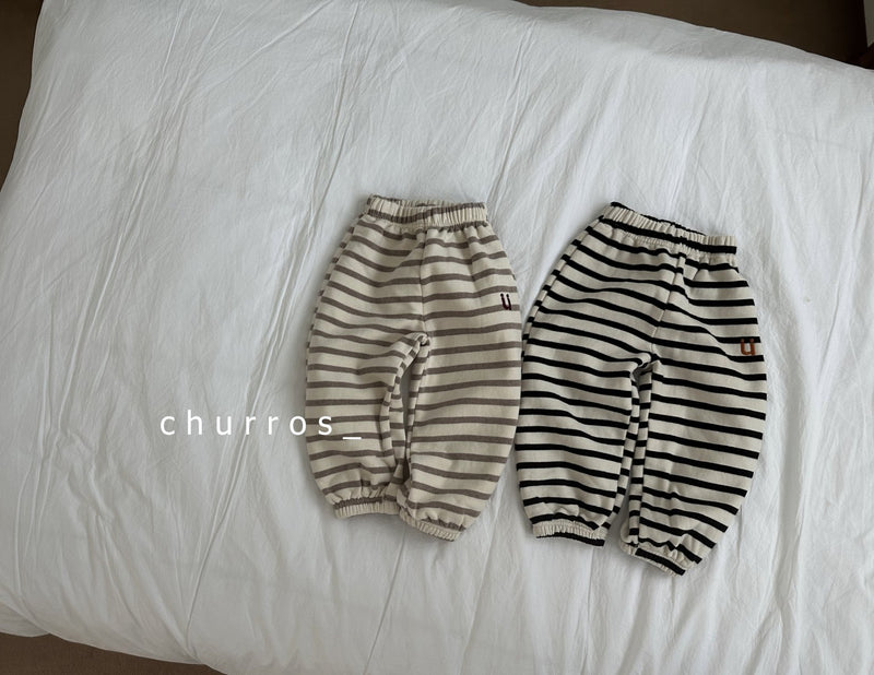 churros /U stripe jogger pants【for kids , jr】
