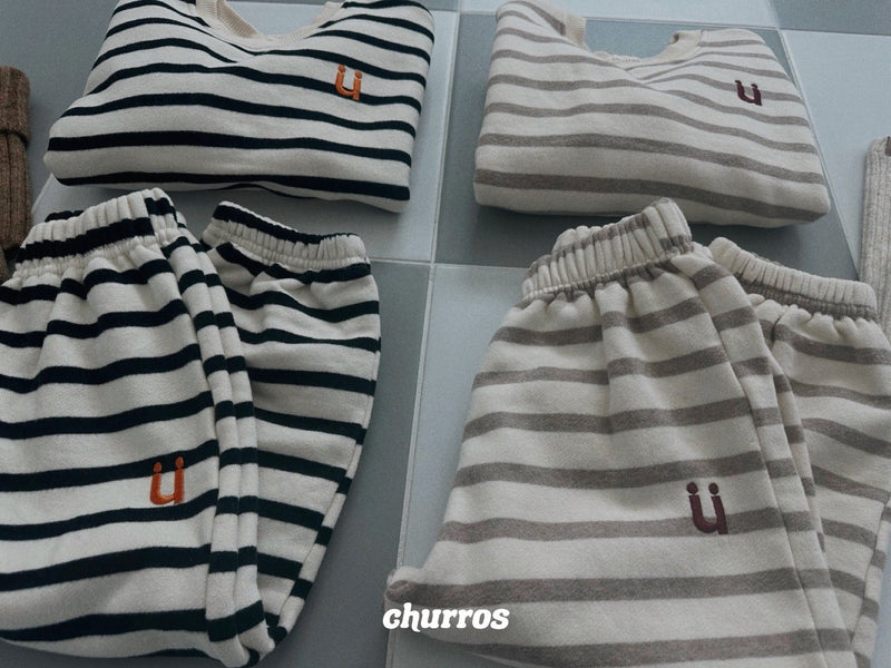 churros /U stripe jogger pants【for kids , jr】