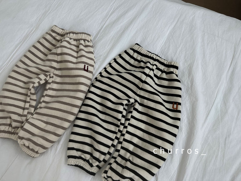 churros /U stripe jogger pants【for kids , jr】