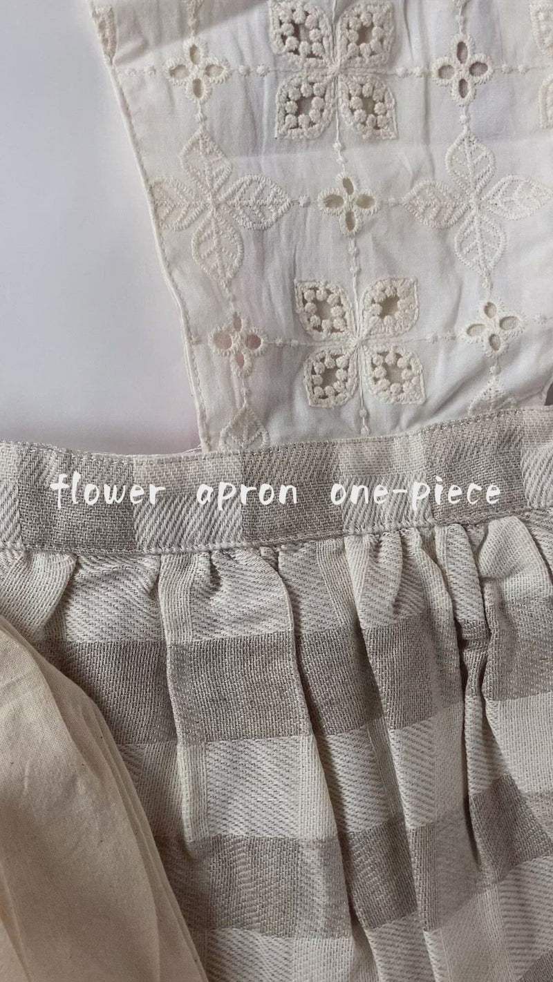 :即納: flower apron one-piece