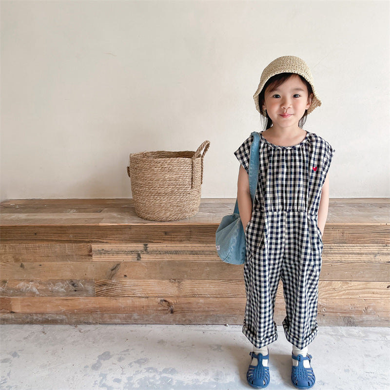 gingham check jump suit