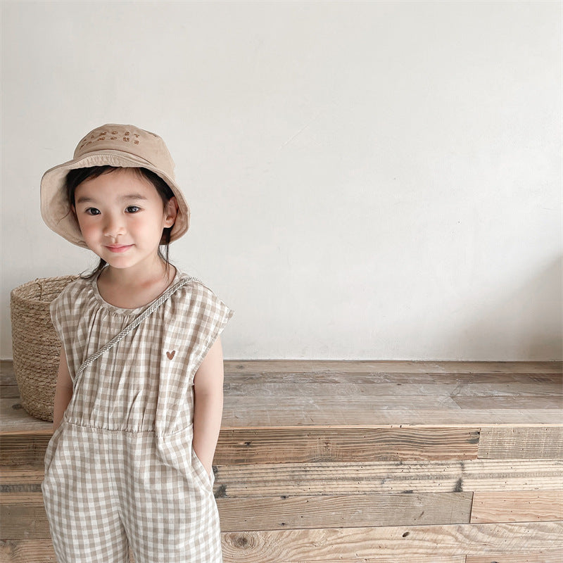 gingham check jump suit