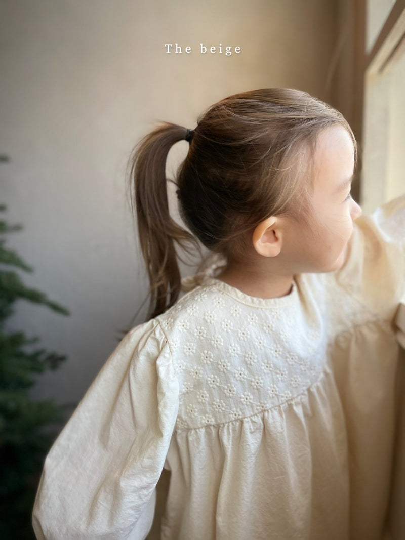 即納 the beige / flower lace one-piece