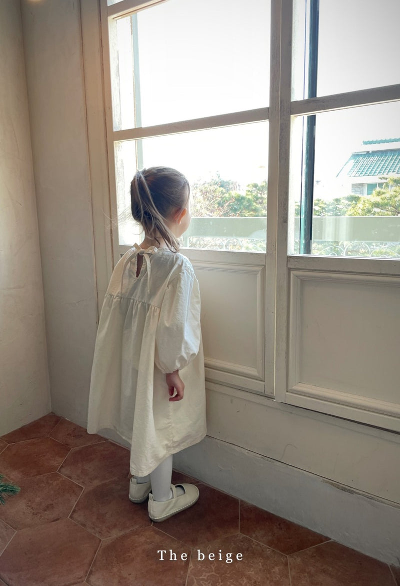 即納 the beige / flower lace one-piece