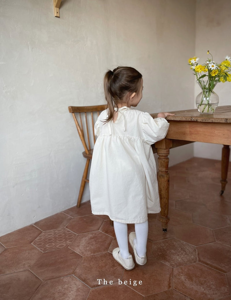 即納 the beige / flower lace one-piece