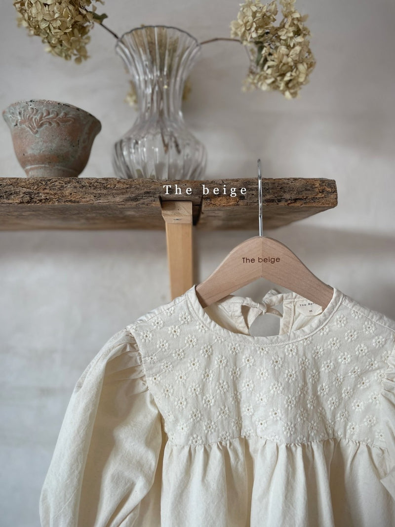 即納 the beige / flower lace one-piece
